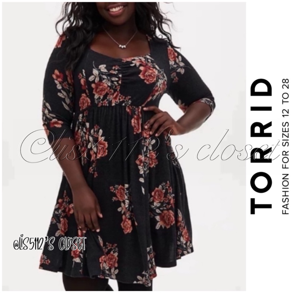 Torrid Super Soft Plush Rose Floral Skater Dress 3x 22 24
